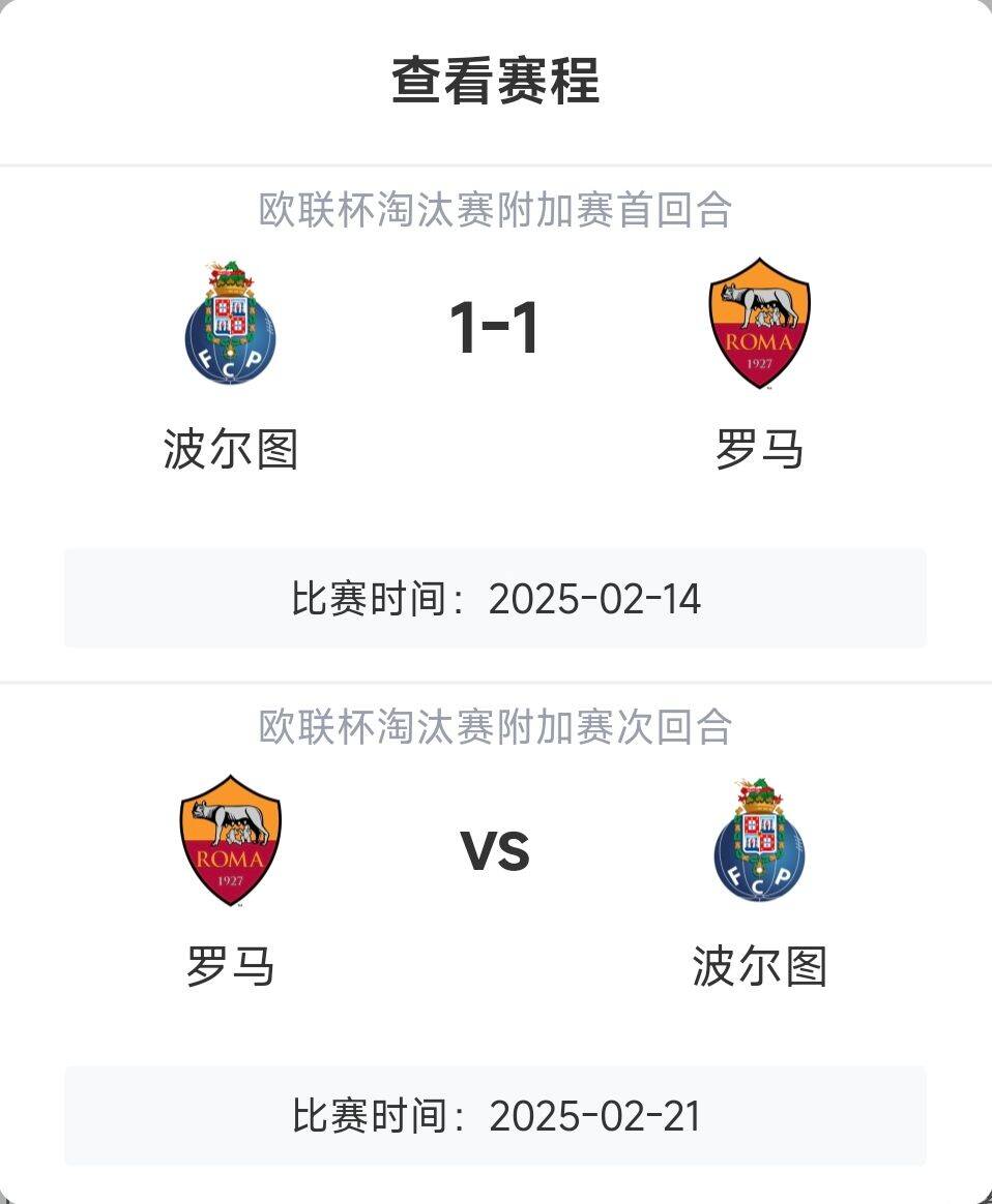  羅馬頂得住嗎？意甲歐戰8隊3隊直通4隊出局，羅馬首回合1-1波爾圖