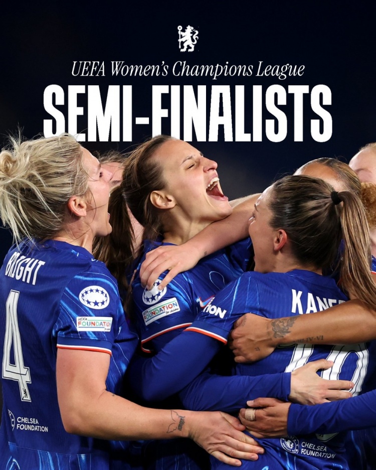  女足歐冠：切爾西3-0曼城&總比分3-2逆轉晉級四強，將對陣巴薩